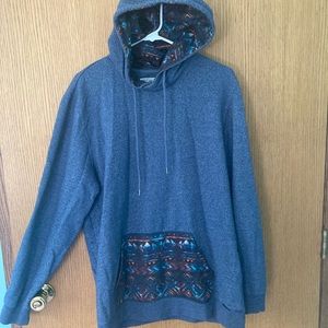 Blue grey large hooded sweatshirt with pattern